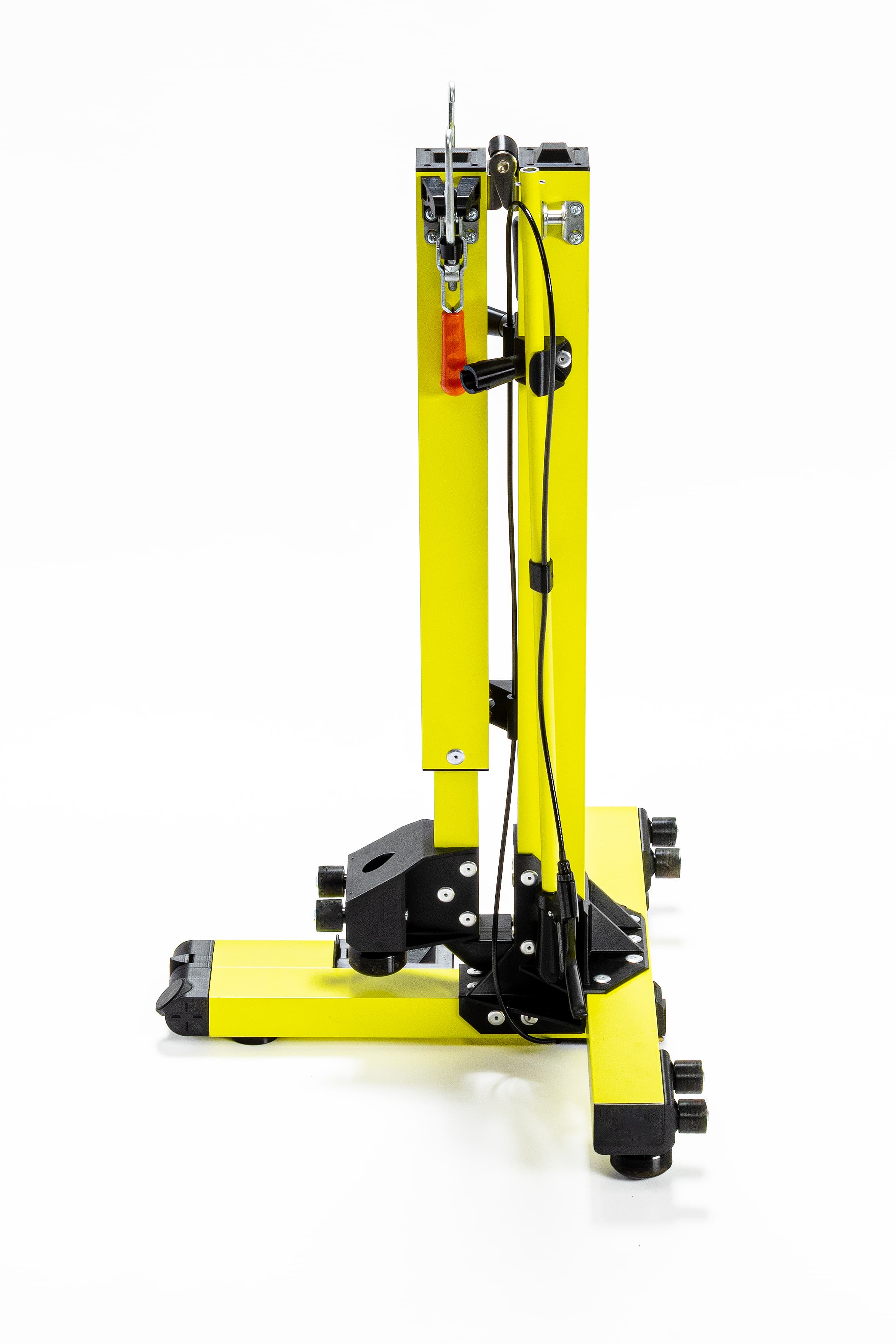 The LÉON trolley folded upright for transport